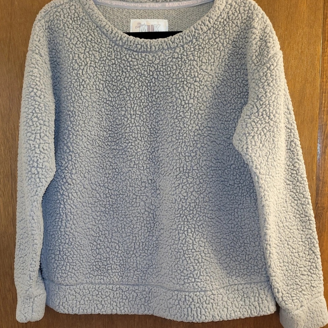 Muk Luks Gray Sherpa Long Sleeve Pullover Sweater Size M Women's Cozy